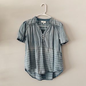 Böhme Short Sleeve Denim Pinstripe Top